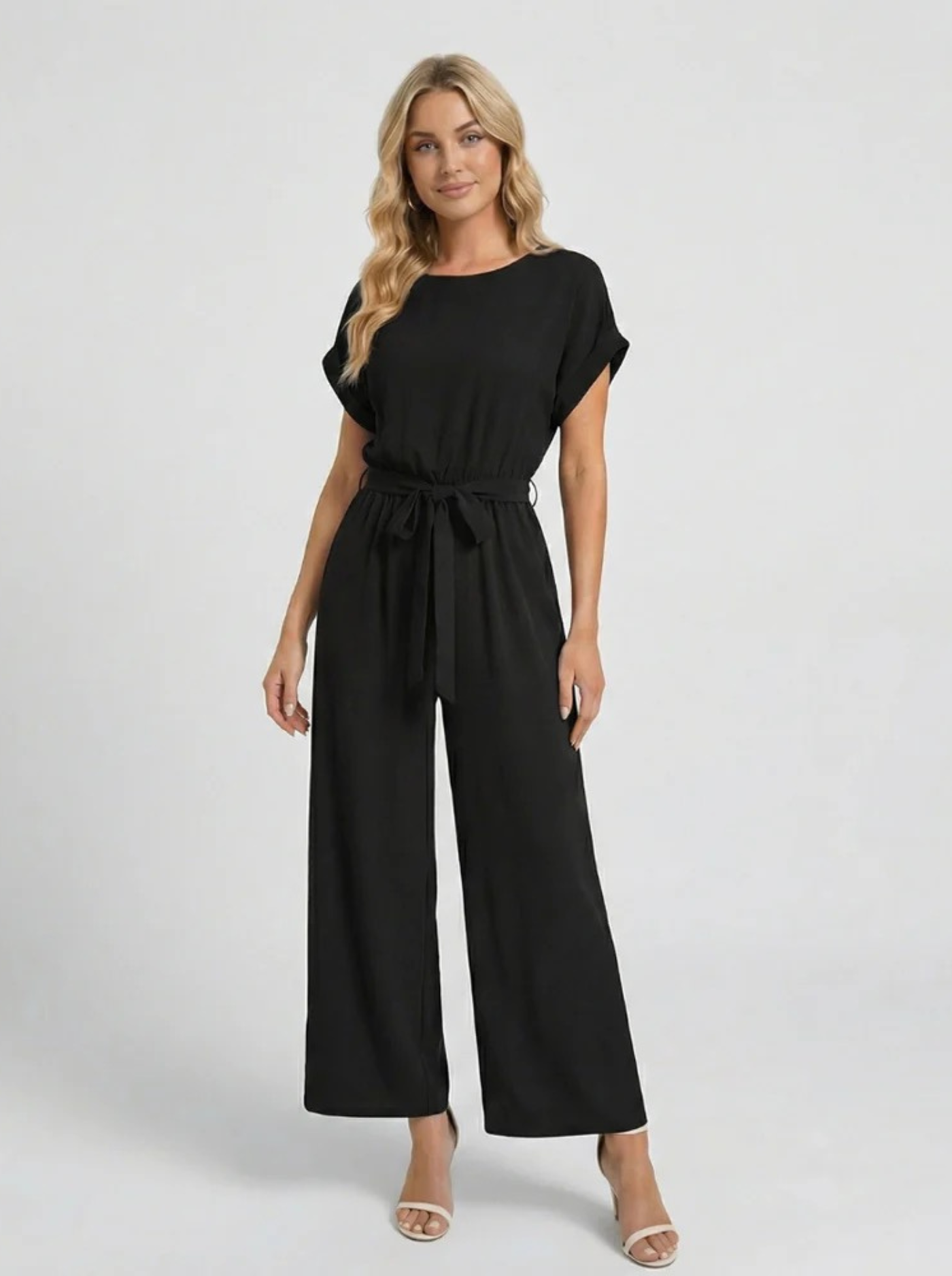 Women’s Wide-Leg Jumpsuit with Tie Waist