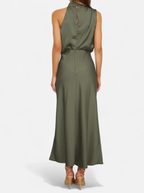 Women’s Satin Maxi Dress with Draped Neckline