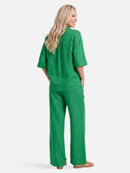 Women’s Matching Set – Relaxed Wide Leg Pants & Button Blouse Set