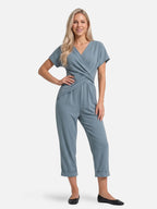 Elegant Women’s Jumpsuit with Draped Cross Waist