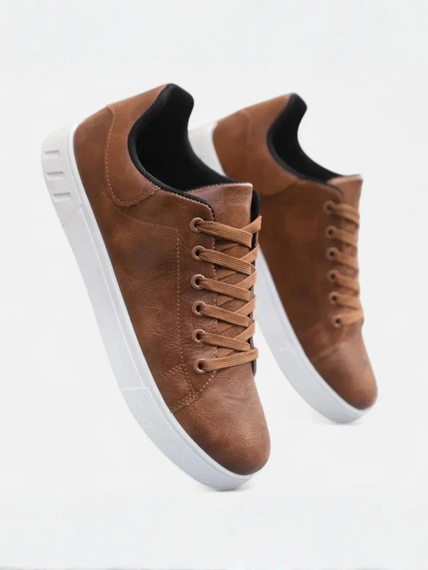 Men’s Casual PU Leather Sneakers with Flat Sole