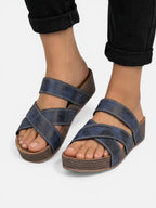 Women’s Comfortable Platform Slide Sandals with Cross Straps