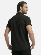 Men’s Textured Short Sleeve Button-Up Shirt – Breathable Summer Casual Shirt