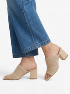 Women’s Block Heel Sandals with Open Toe and Slip-On Design