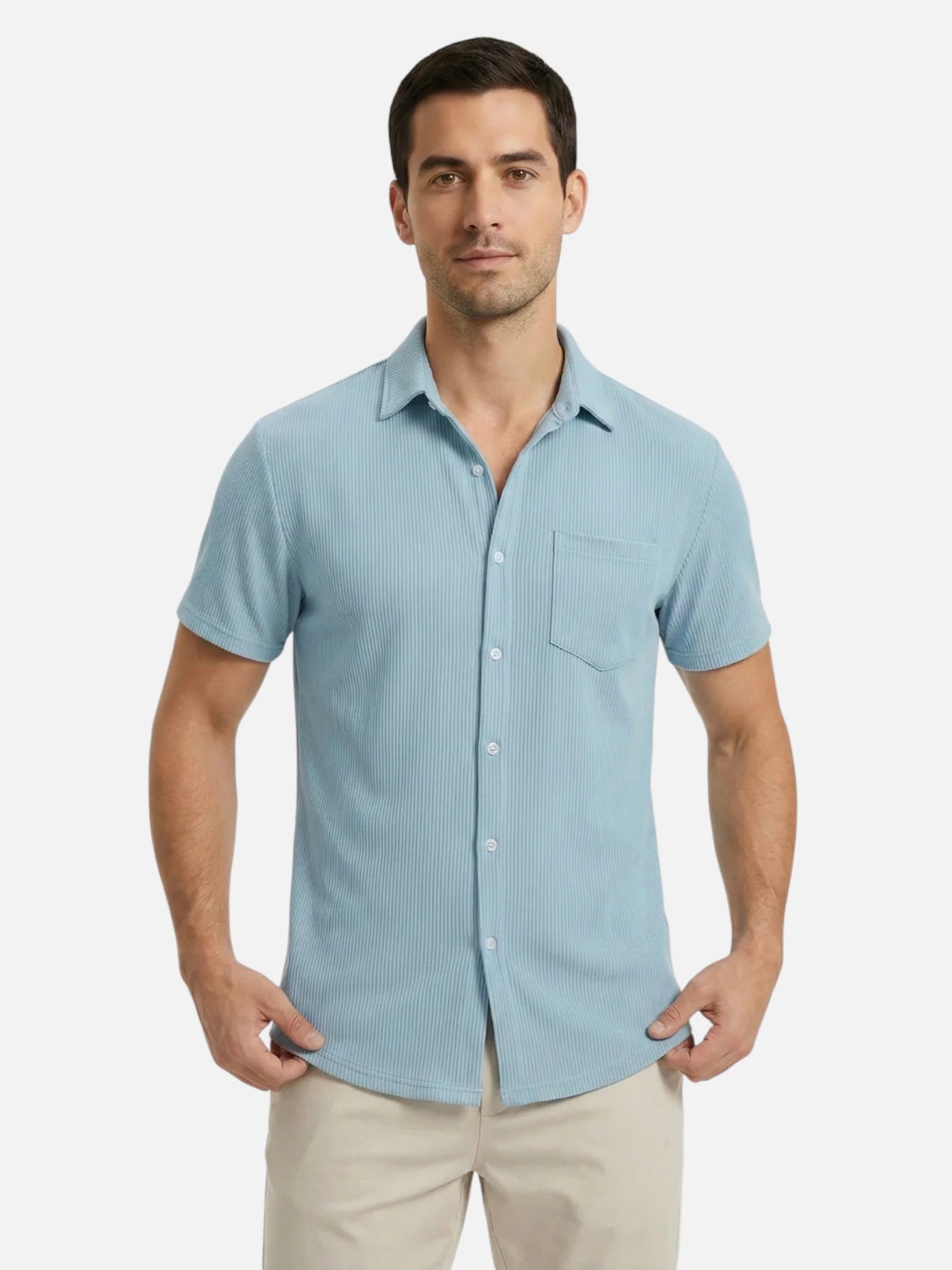 Men’s Lightweight Breathable Short Sleeve Button-Up Shirt