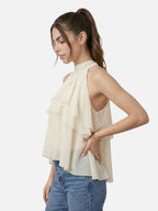 Women’s Sleeveless Ruffle Halter Top
