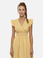 Women’s Striped Summer Dress with Ruffle Sleeves