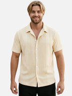 Men’s Textured Short Sleeve Shirt Button-Up Lightweight Summer Shirt