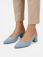 Women’s Slingback Pumps with Block Heel and Pointed Toe – Elegant Dress Heels