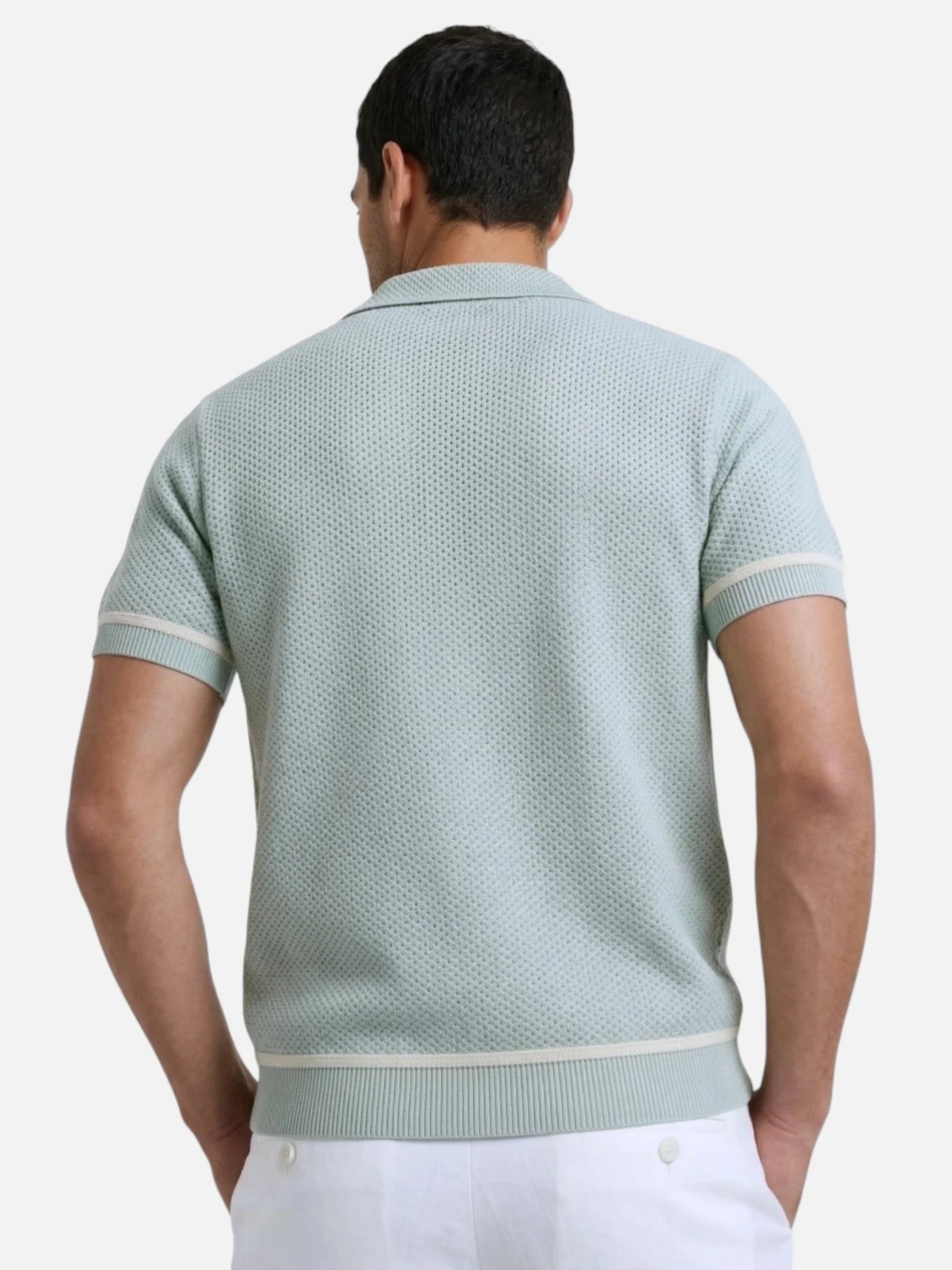 Men’s Breathable Knit Polo Shirt Open Collar Button Front Short Sleeve