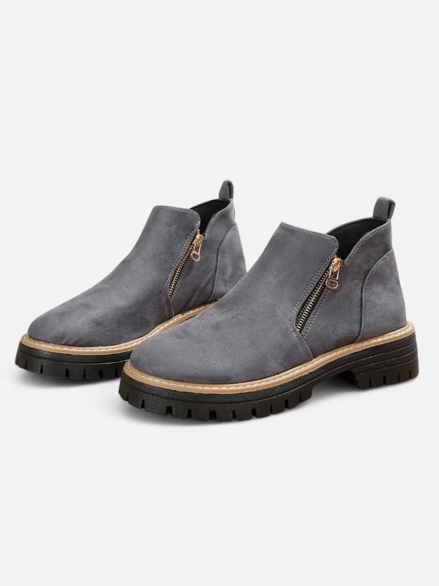 Women’s Casual Ankle Boots with Side Zip and Lug Sole