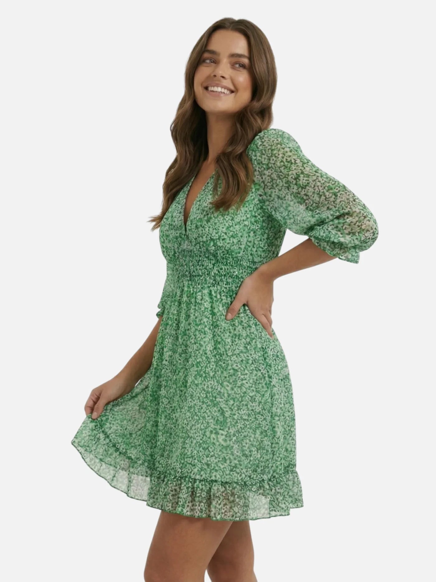 Women's Flowy Floral Mini Dress with Short Sleeves Marlowe Club Women's Flowy Floral Mini Dress with Short Sleeves Marlowe Club
