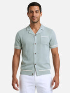 Men’s Breathable Knit Polo Shirt Open Collar Button Front Short Sleeve