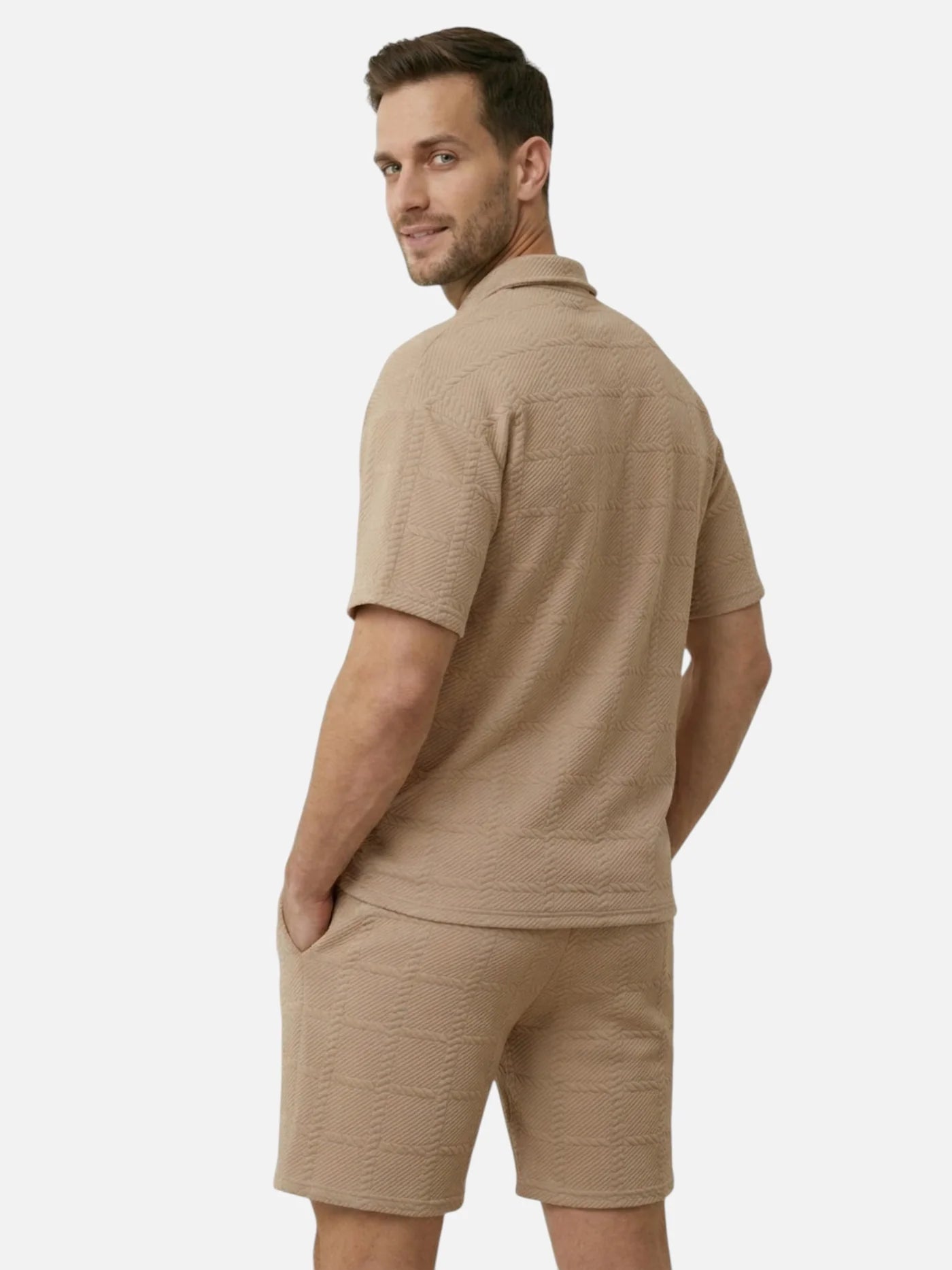 Men’s Textured Polo & Shorts Matching Set – Short Sleeve Summer 2-Piece Outfit