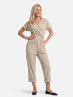Elegant Women’s Jumpsuit with Draped Cross Waist