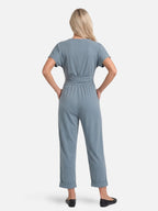 Elegant Women’s Jumpsuit with Draped Cross Waist