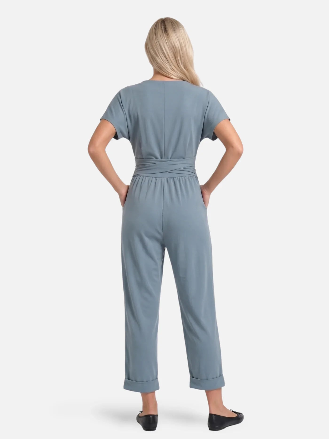Elegant Women’s Jumpsuit with Draped Cross Waist