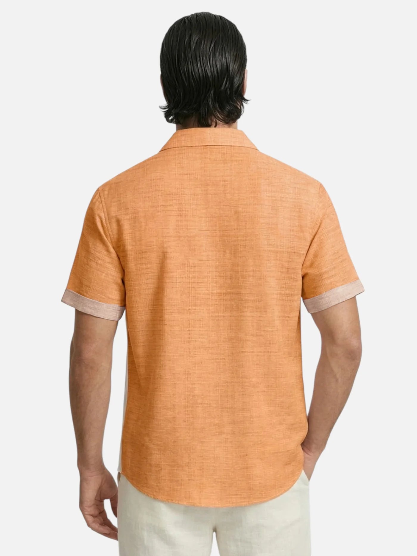 Men’s Short Sleeve Summer Button-Up Shirt with Vertical Stripes