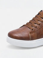 Men’s Casual PU Leather Sneakers with Flat Sole