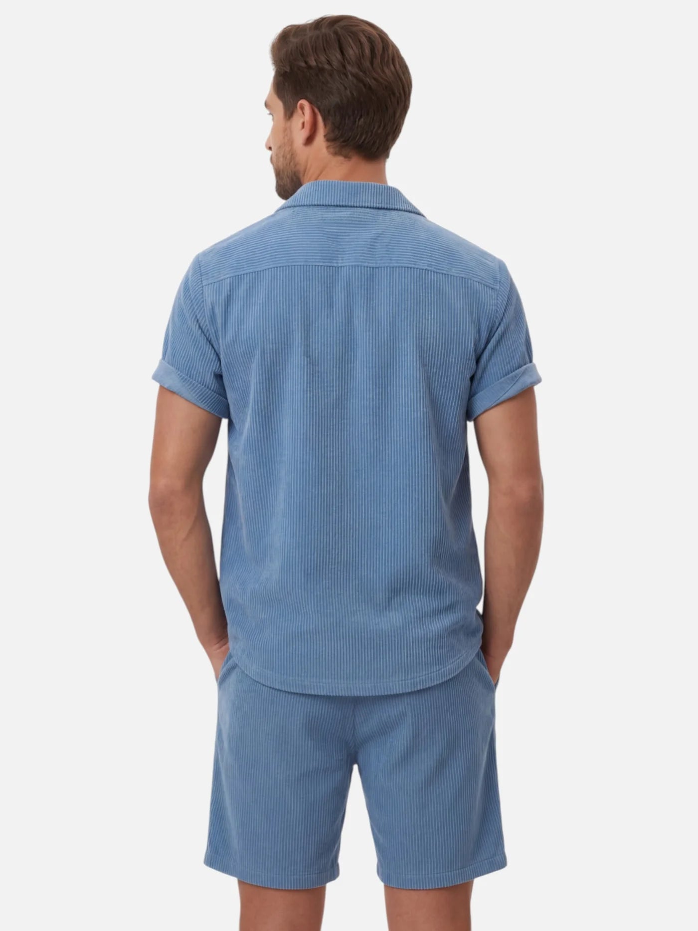 Men’s Textured Short Sleeve Shirt & Shorts Set – Relaxed Summer Matching Outfit