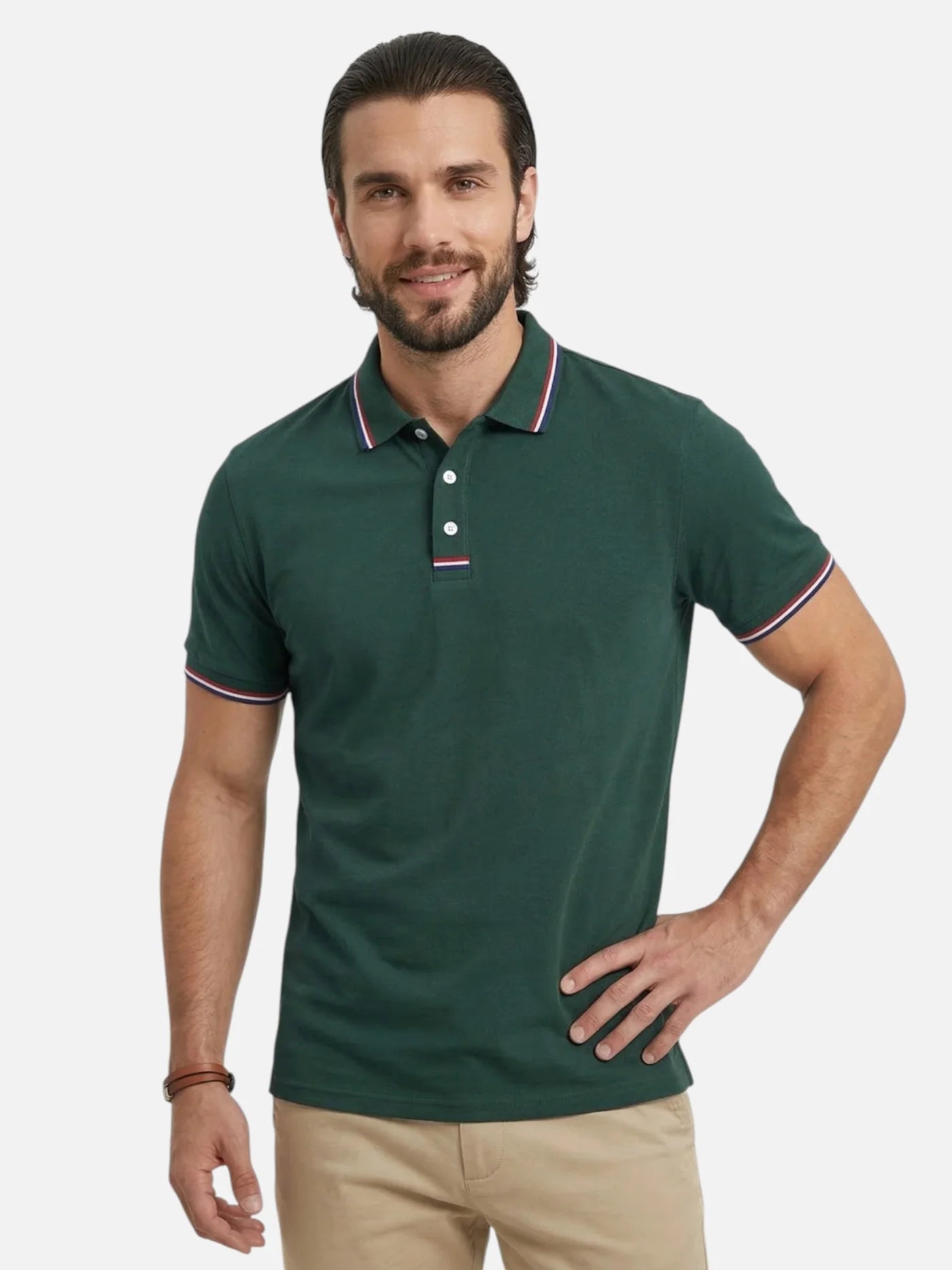 Men’s Short Sleeve Polo Shirt with Contrast Trim Classic Fit