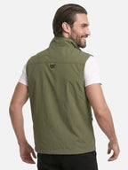Men's Multi-Pocket Vest with Stand Collar
