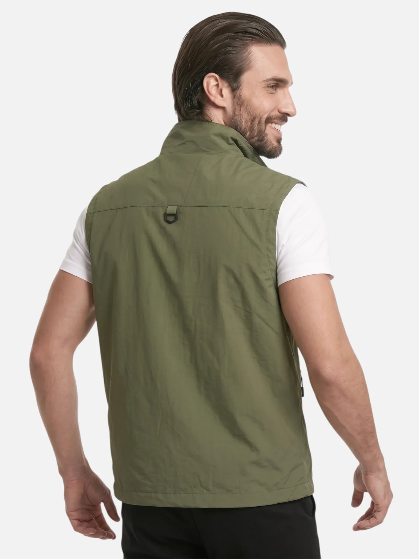 Men's Multi-Pocket Vest with Stand Collar