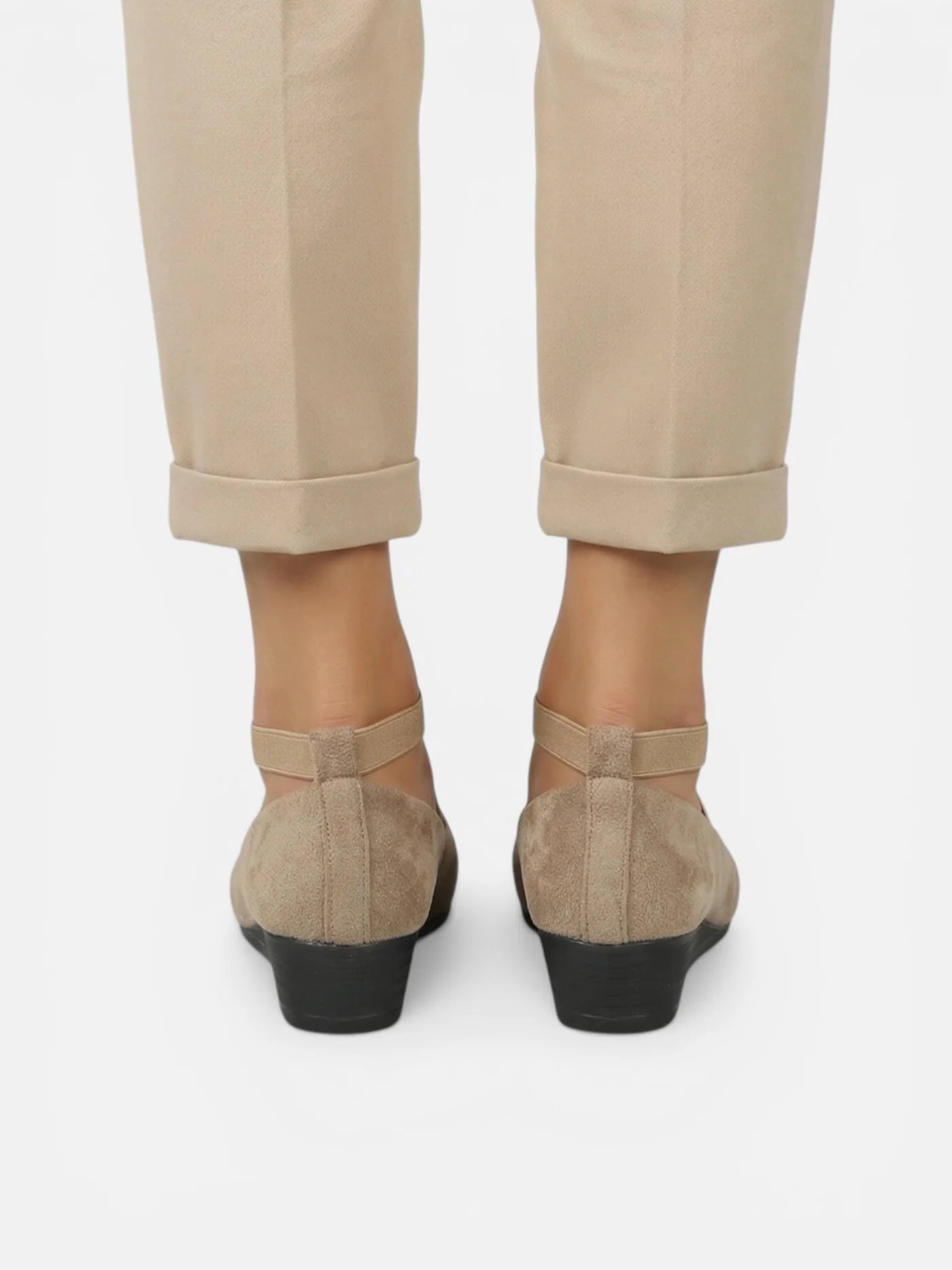 Women’s Wedge Ballerina Shoes with Cross Strap and Pointed Toe
