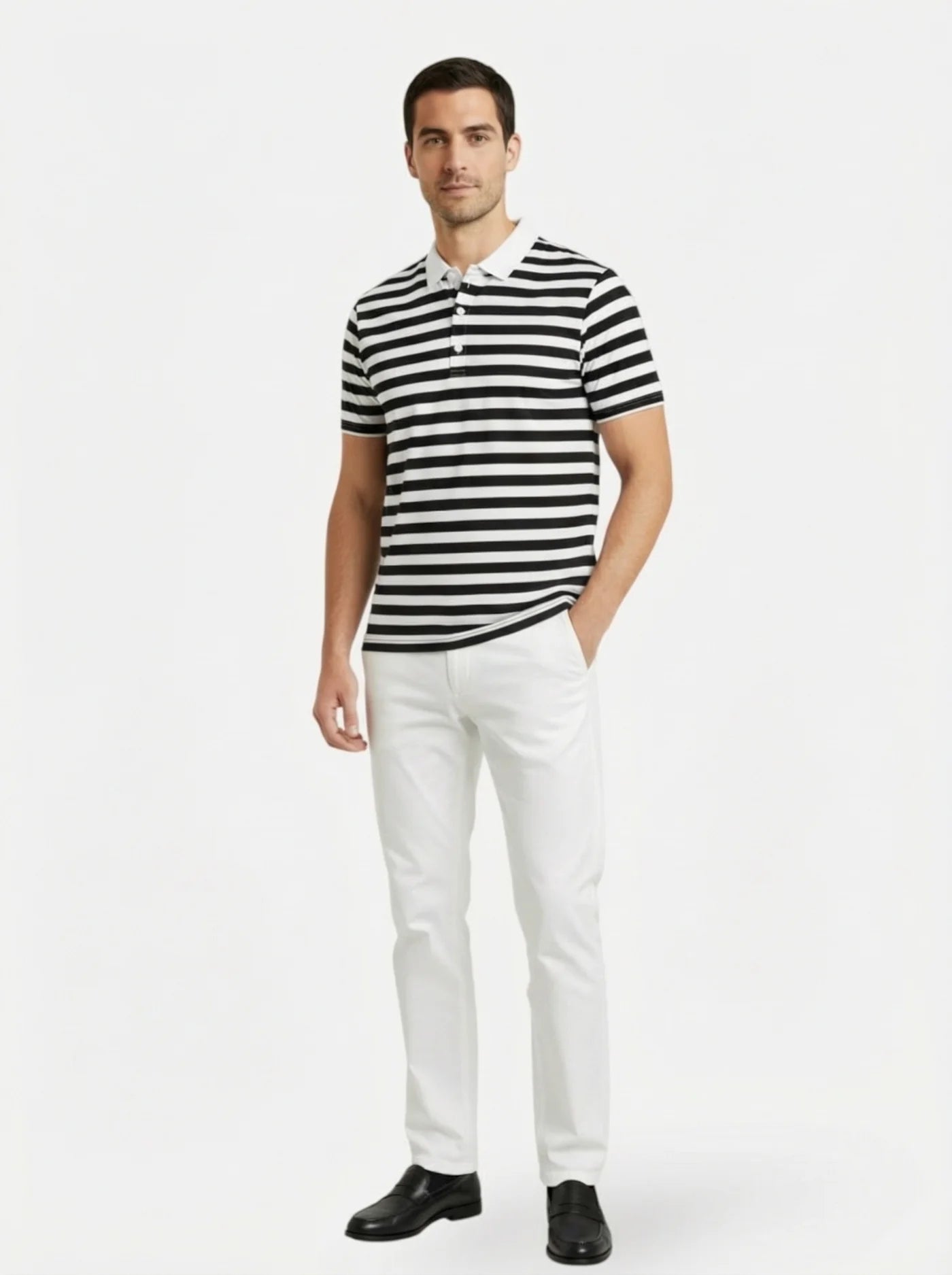Men’s Riviera Style Striped Polo Shirt