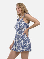 Women's Floral Print Romper with Ruffle Straps and Open Back