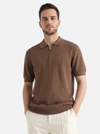 Men's Fine Knit Zip Polo Shirt – Elegant and Modern Style