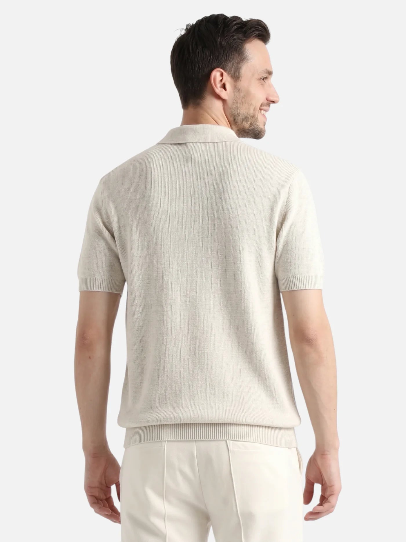 Men's Fine Knit Zip Polo Shirt – Elegant and Modern Style