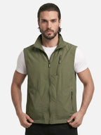 Men's Multi-Pocket Vest with Stand Collar