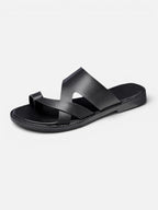 Men's Crossover Strap Slide Sandal with Toe Ring