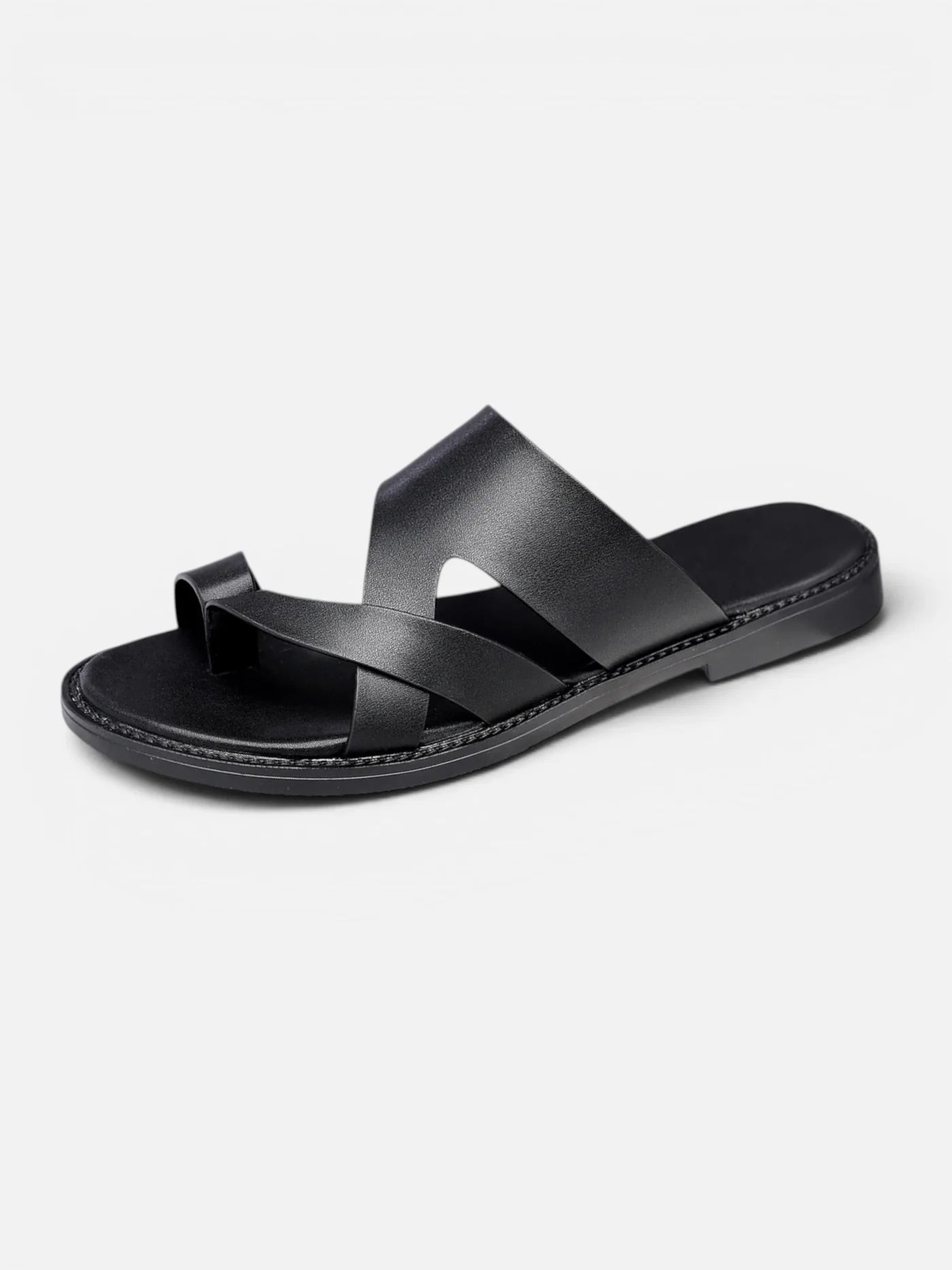 Men's Crossover Strap Slide Sandal with Toe Ring