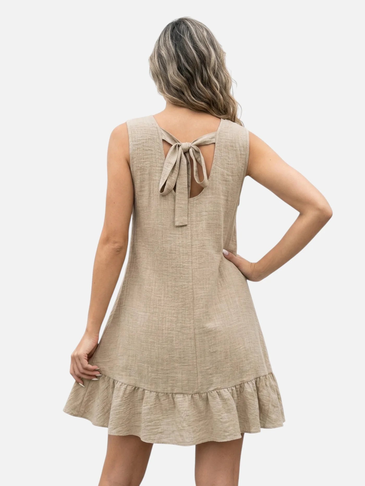 Women’s Sleeveless Flowy Mini Dress with Ruffle Hem