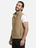 Men's Multi-Pocket Vest with Stand Collar