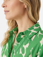 Women's Graphic Print Shirt Dress with Roll-Up Sleeves