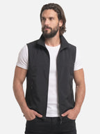 Men's Zip-Up Vest with Stand Collar and Zip Pockets