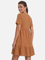 Women's V-Neck Babydoll Dress with Tiered Ruffle Hem