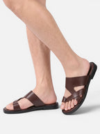 Men's Crossover Strap Slide Sandal with Toe Ring