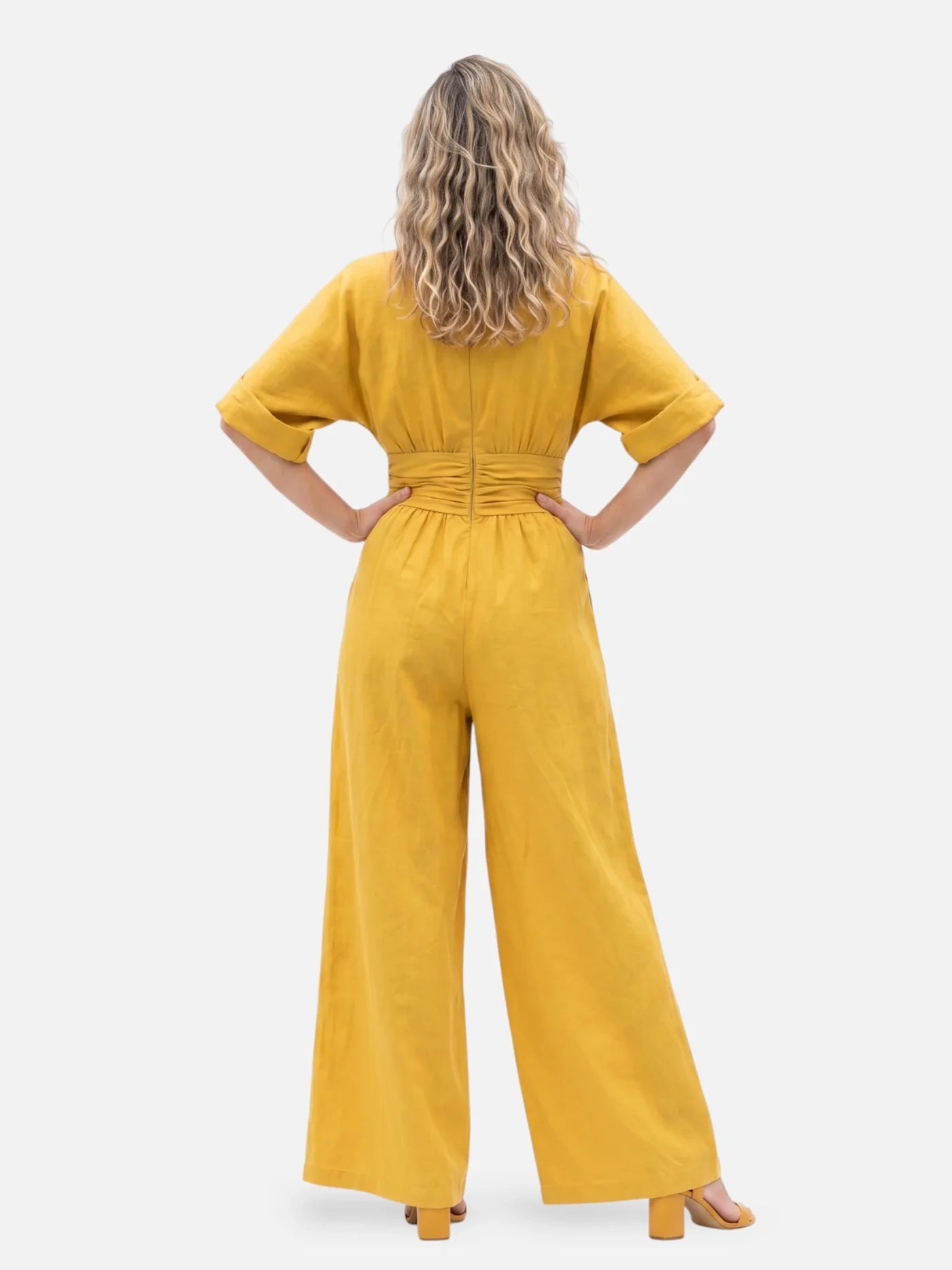 Women’s Wide Leg Jumpsuit – Elegant Wrap V-Neck Dressy One-Piece