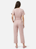 Elegant Women’s Jumpsuit with Draped Cross Waist
