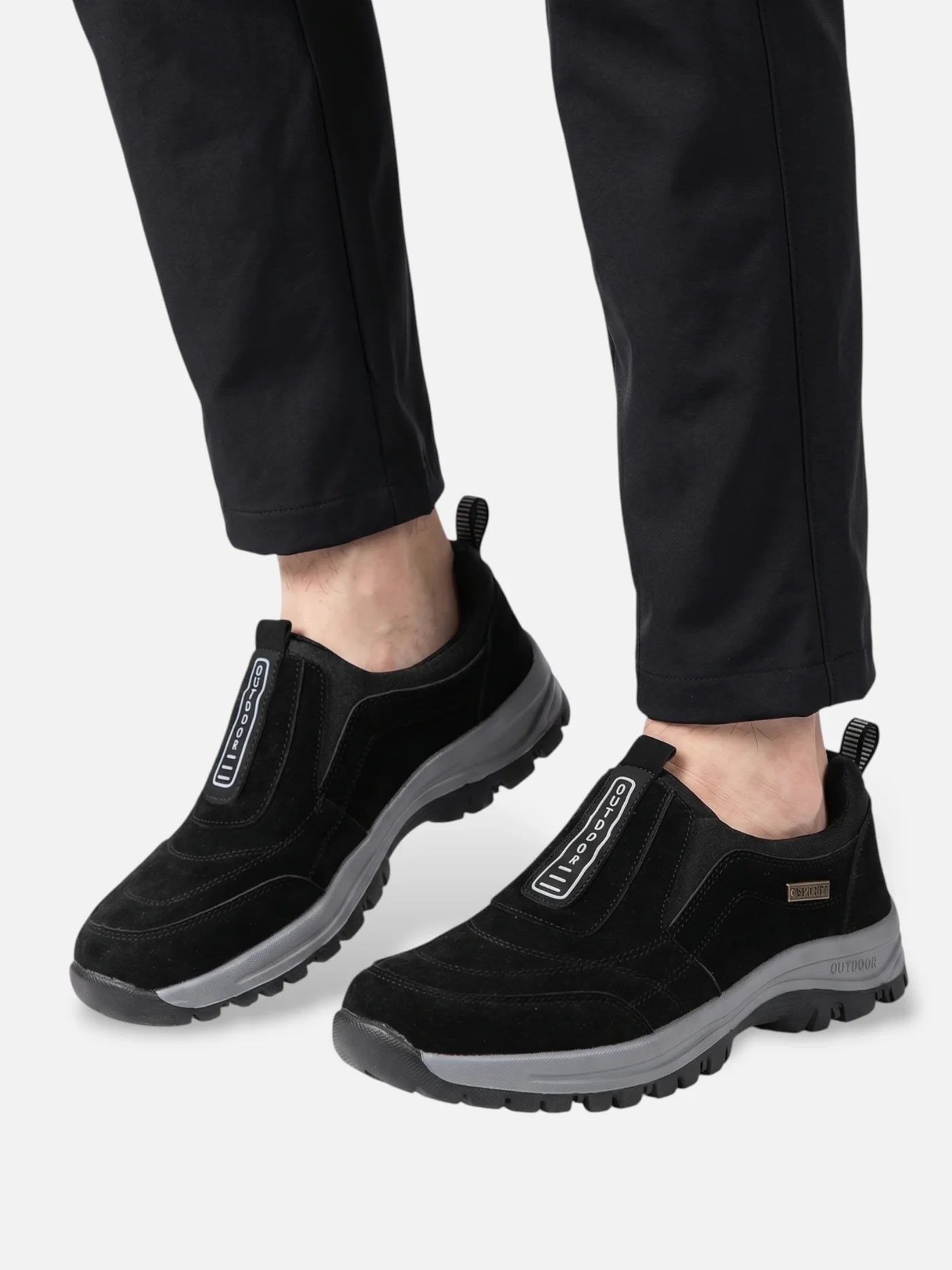 Men's Outdoor Slip-On Shoe with Lugged Sole and Reinforced Support