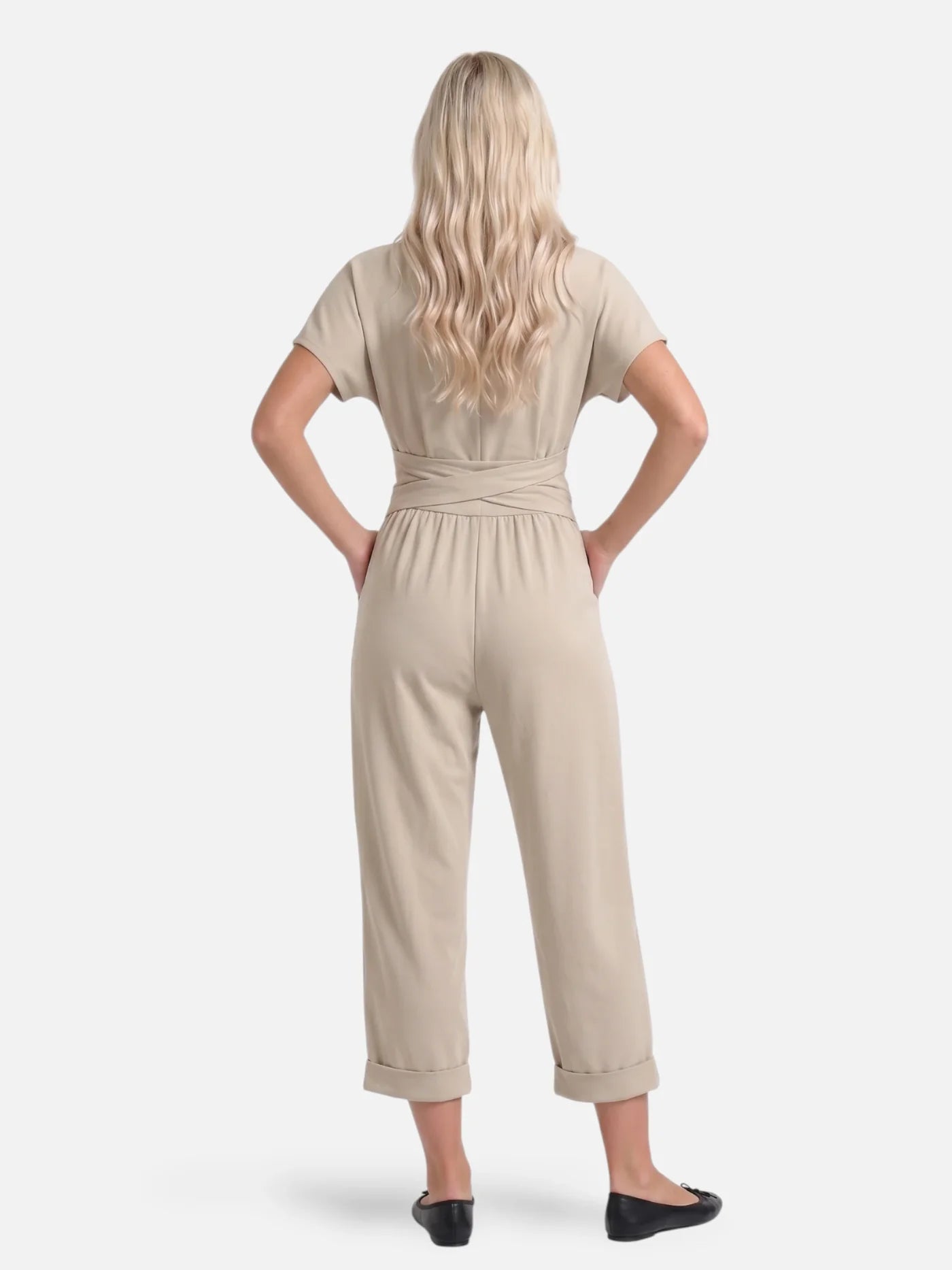 Elegant Women’s Jumpsuit with Draped Cross Waist