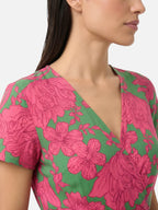 Women's Floral Wrap Maxi Dress with Short Sleeves and Tie Waist