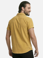 Men’s Textured Short Sleeve Button-Up Shirt – Breathable Summer Casual Shirt