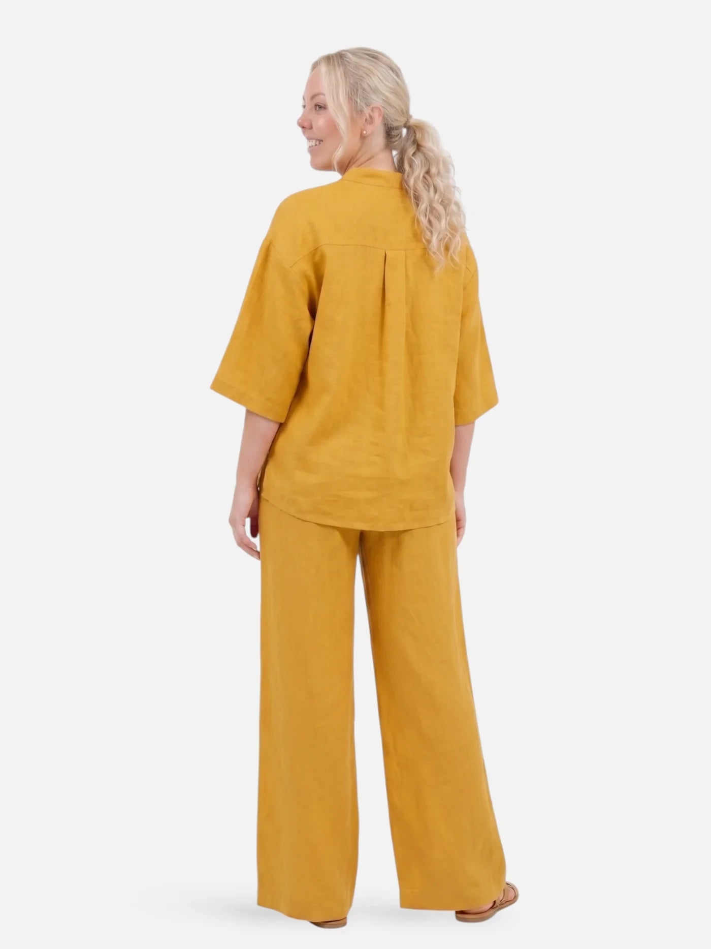 Women’s Matching Set – Relaxed Wide Leg Pants & Button Blouse Set