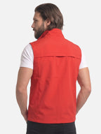 Men's Zip-Up Vest with Stand Collar and Zip Pockets