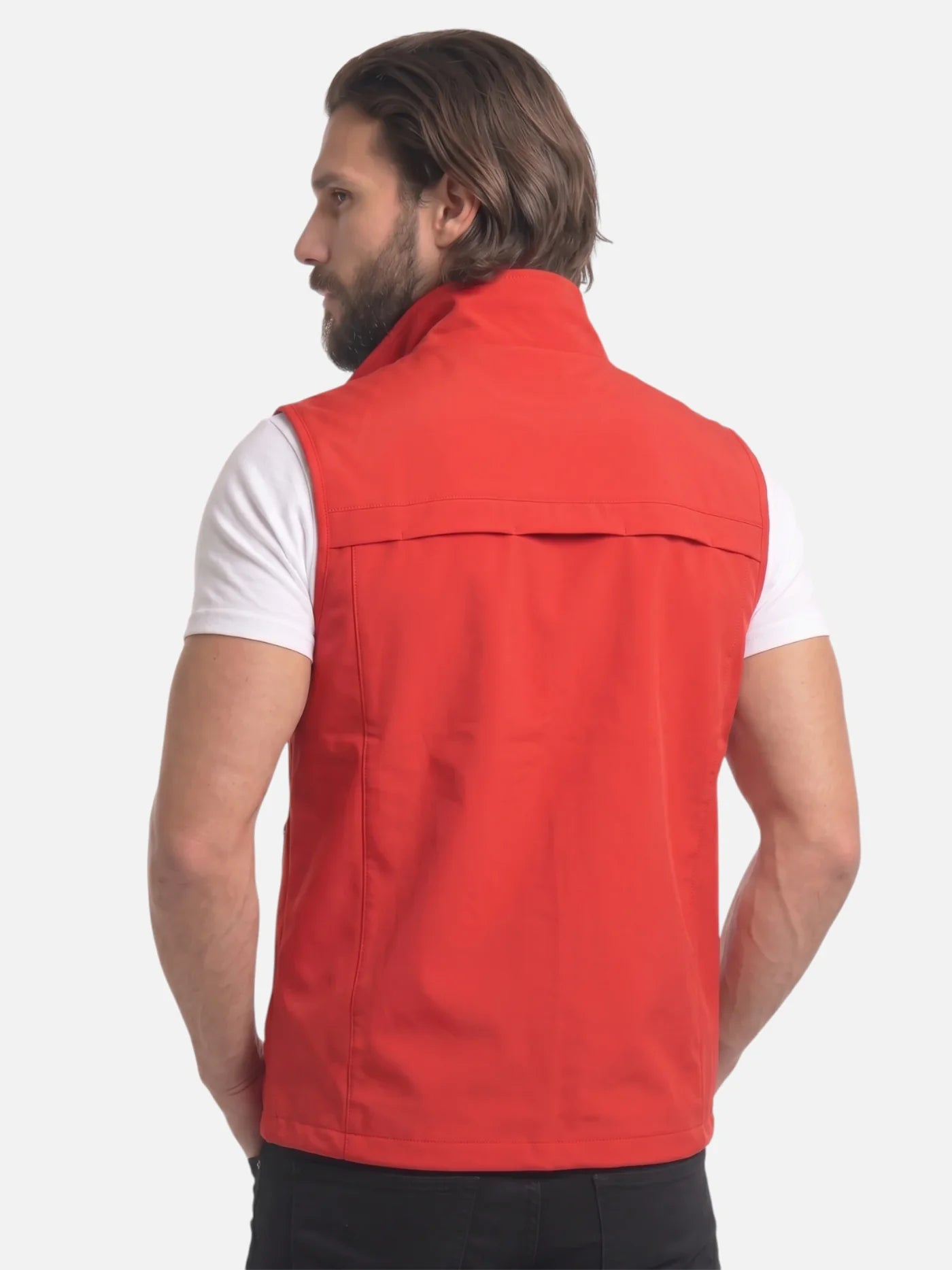 Men's Zip-Up Vest with Stand Collar and Zip Pockets